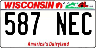 WI license plate 587NEC