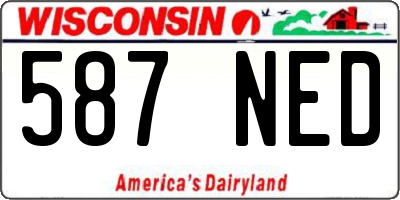 WI license plate 587NED