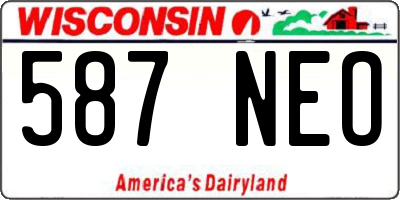 WI license plate 587NEO