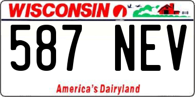 WI license plate 587NEV