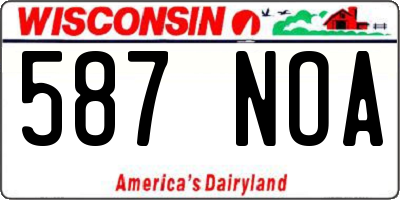 WI license plate 587NOA