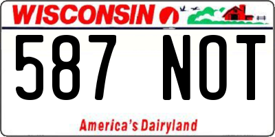 WI license plate 587NOT