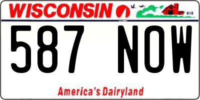 WI license plate 587NOW