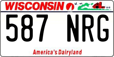 WI license plate 587NRG