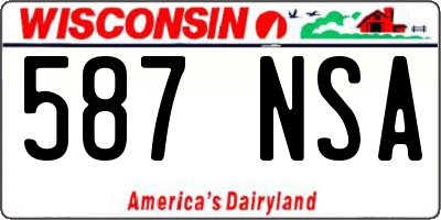 WI license plate 587NSA