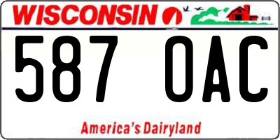 WI license plate 587OAC