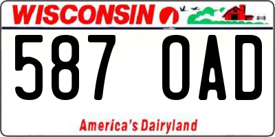 WI license plate 587OAD