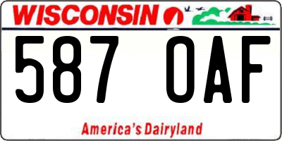 WI license plate 587OAF