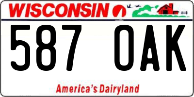 WI license plate 587OAK