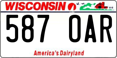 WI license plate 587OAR