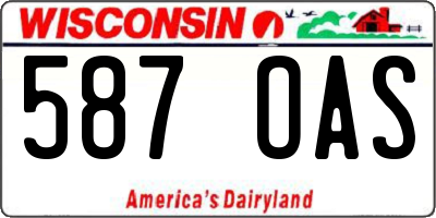 WI license plate 587OAS