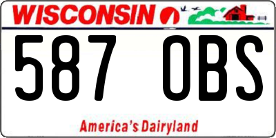 WI license plate 587OBS