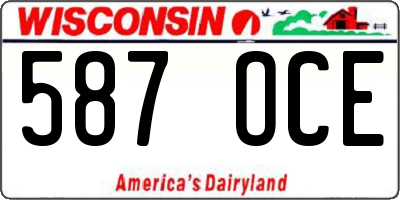 WI license plate 587OCE
