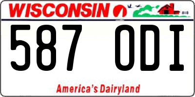 WI license plate 587ODI