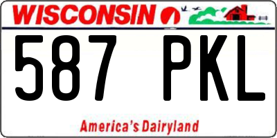 WI license plate 587PKL