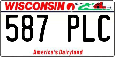 WI license plate 587PLC