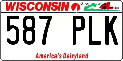 WI license plate 587PLK