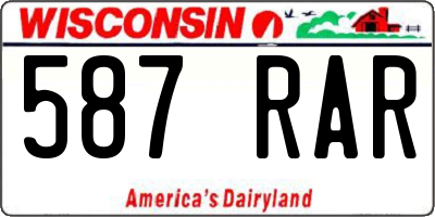WI license plate 587RAR