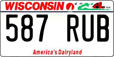 WI license plate 587RUB