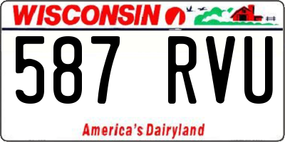 WI license plate 587RVU