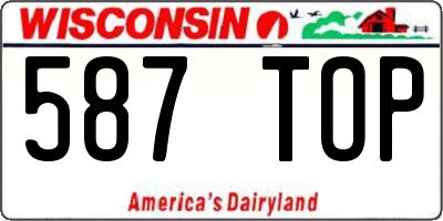 WI license plate 587TOP
