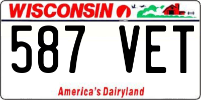 WI license plate 587VET