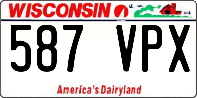 WI license plate 587VPX