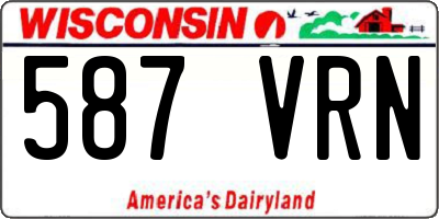 WI license plate 587VRN
