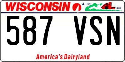 WI license plate 587VSN