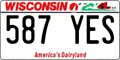 WI license plate 587YES