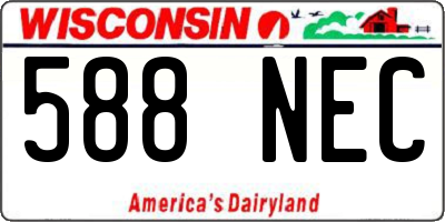 WI license plate 588NEC