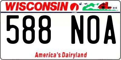 WI license plate 588NOA