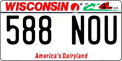 WI license plate 588NOU