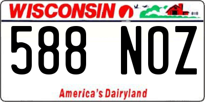WI license plate 588NOZ