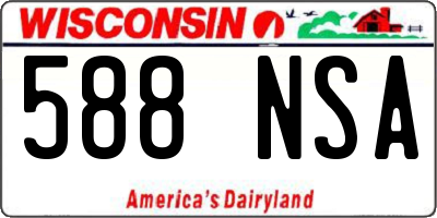 WI license plate 588NSA