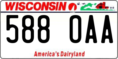 WI license plate 588OAA