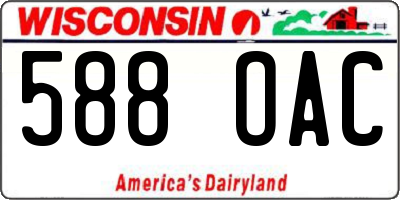 WI license plate 588OAC
