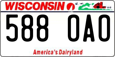 WI license plate 588OAO