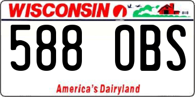 WI license plate 588OBS
