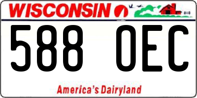 WI license plate 588OEC