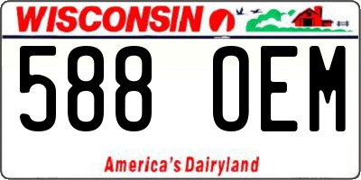 WI license plate 588OEM
