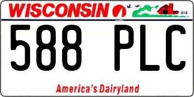 WI license plate 588PLC