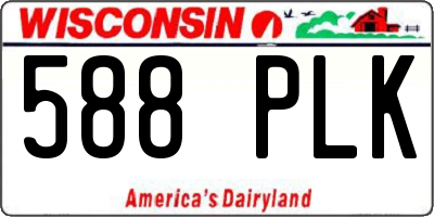 WI license plate 588PLK