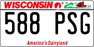 WI license plate 588PSG