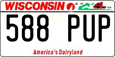 WI license plate 588PUP