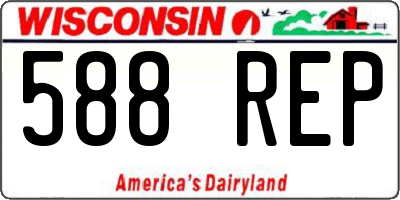 WI license plate 588REP