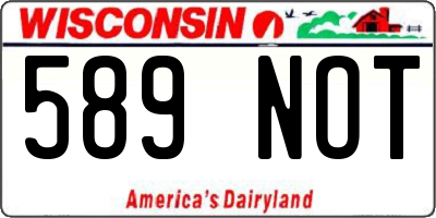 WI license plate 589NOT