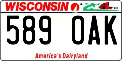 WI license plate 589OAK