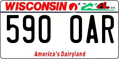 WI license plate 590OAR