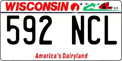 WI license plate 592NCL